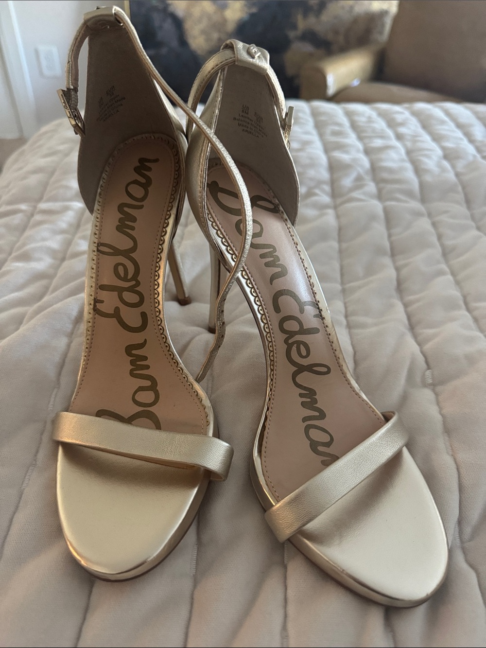Sam Edelman Gold Strappy High Heel Sandals